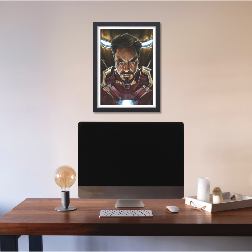 Iron Man Avengers Film Poster Frame Action Sci-fi Movie Artwork Framed Posters Marvel Universe Character Movies Canvas Painting Photo Frames for Wall Decor Home Decoration Living Room Bedroom Office Study Room Cafe Restraunt