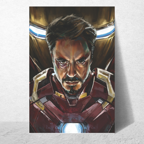Iron Man Avengers Film Poster Frame Action Sci-fi Movie Artwork Framed Posters Marvel Universe Character Movies Canvas Painting Photo Frames for Wall Decor Home Decoration Living Room Bedroom Office Study Room Cafe Restraunt