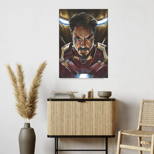 Iron Man Avengers Film Poster Frame Action Sci-fi Movie Artwork Framed Posters Marvel Universe Character Movies Canvas Painting Photo Frames for Wall Decor Home Decoration Living Room Bedroom Office Study Room Cafe Restraunt