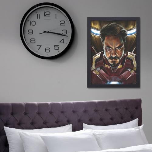 Iron Man Avengers Film Poster Frame Action Sci-fi Movie Artwork Framed Posters Marvel Universe Character Movies Canvas Painting Photo Frames for Wall Decor Home Decoration Living Room Bedroom Office Study Room Cafe Restraunt