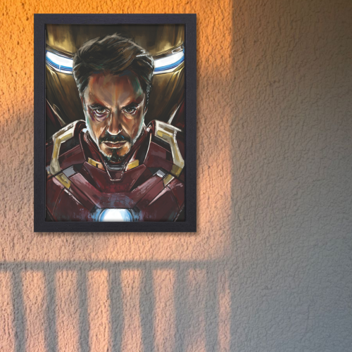 Iron Man Avengers Film Poster Frame Action Sci-fi Movie Artwork Framed Posters Marvel Universe Character Movies Canvas Painting Photo Frames for Wall Decor Home Decoration Living Room Bedroom Office Study Room Cafe Restraunt