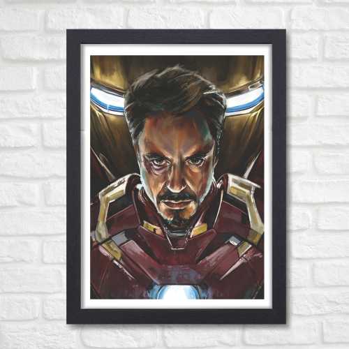 Iron Man Avengers Film Poster Frame Action Sci-fi Movie Artwork Framed Posters Marvel Universe Character Movies Canvas Painting Photo Frames for Wall Decor Home Decoration Living Room Bedroom Office Study Room Cafe Restraunt