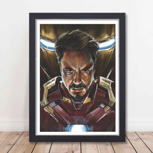 Iron Man Avengers Film Poster Frame Action Sci-fi Movie Artwork Framed Posters Marvel Universe Character Movies Canvas Painting Photo Frames for Wall Decor Home Decoration Living Room Bedroom Office Study Room Cafe Restraunt