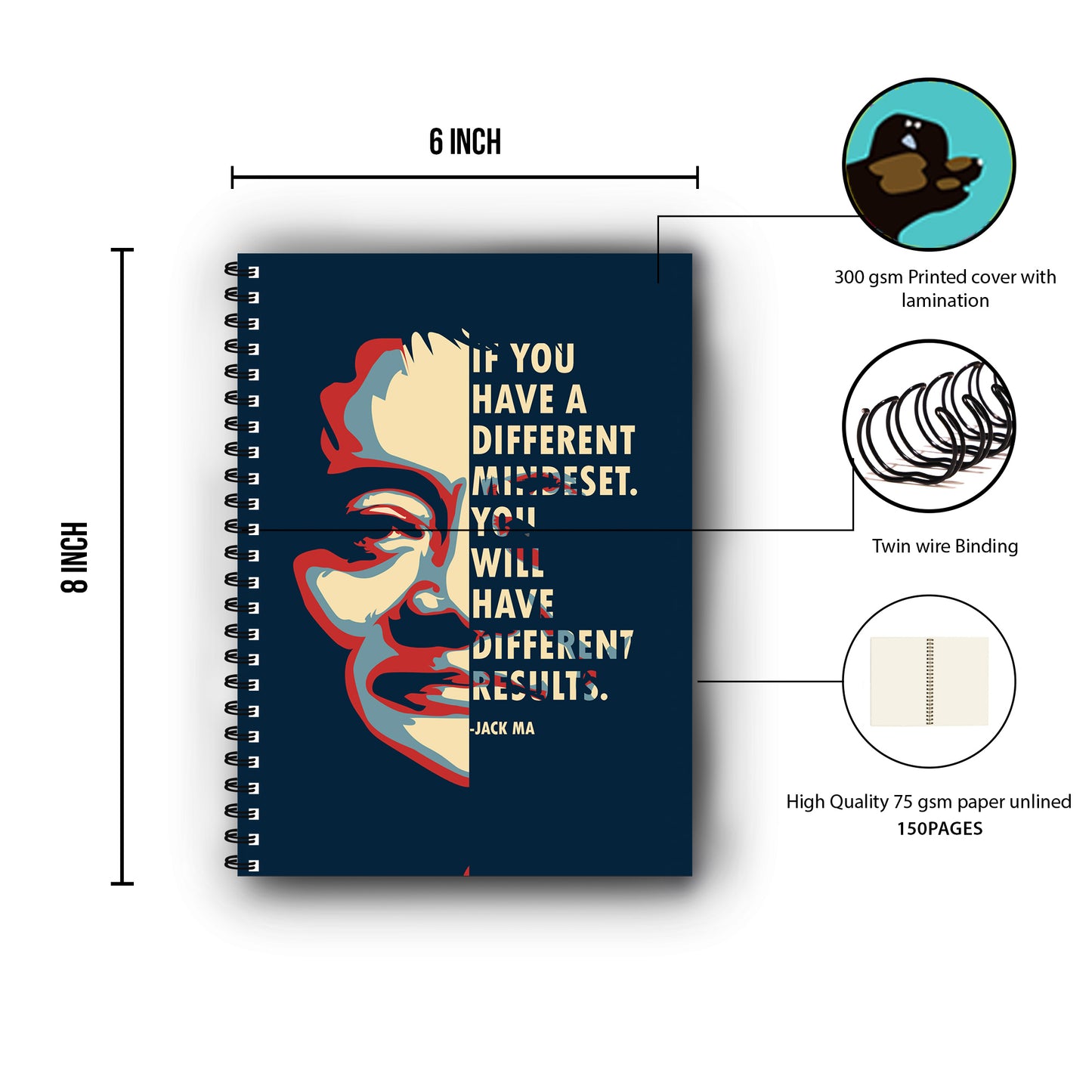 Jack Ma Motivational Printed Notebook