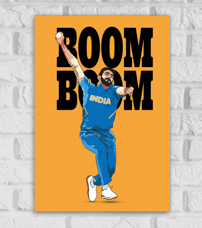 Jasprit Bumrah Cricketer Sports Player Cricket World Cup T20 IPL Yellow Color Matte Finish Wall Decor Posters Frame