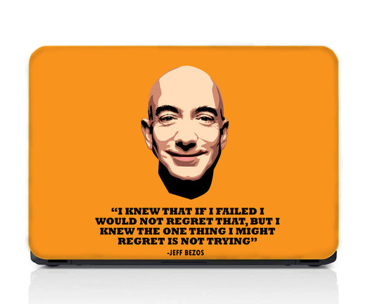 Jeff Bezos Orange Color Motivational  Inspiring Quote Waterproof Laptopskin