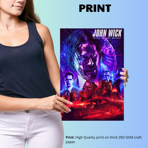 John Wick 3 Movie Poster Frame Movies Art work Framed Posters Hollywood Film Canvas Painting Photo Frame for Wall Decor Home Living Room Bedroom Office Study Room Cafe Decoration
