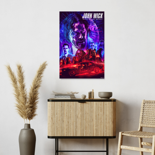 John Wick 3 Movie Poster Frame Movies Art work Framed Posters Hollywood Film Canvas Painting Photo Frame for Wall Decor Home Living Room Bedroom Office Study Room Cafe Decoration