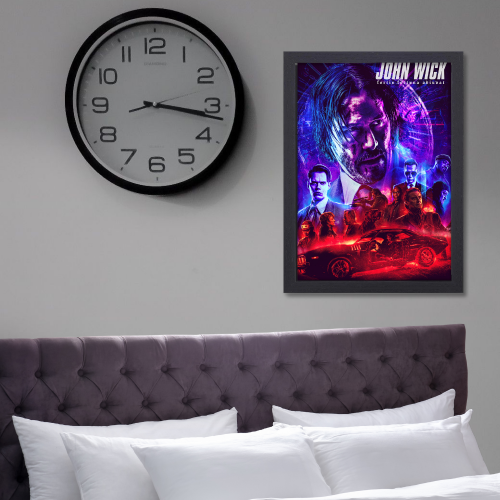 John Wick 3 Movie Poster Frame Movies Art work Framed Posters Hollywood Film Canvas Painting Photo Frame for Wall Decor Home Living Room Bedroom Office Study Room Cafe Decoration