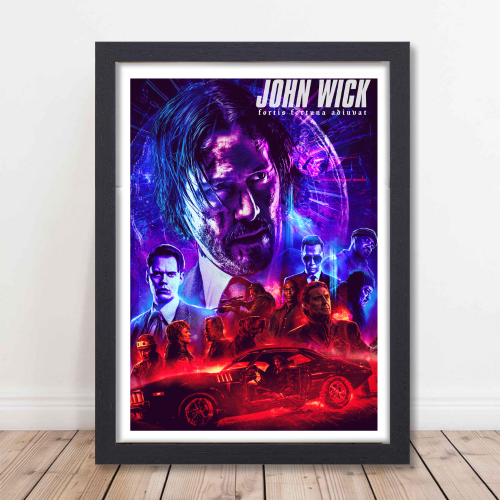 John Wick 3 Movie Poster Frame Movies Art work Framed Posters Hollywood Film Canvas Painting Photo Frame for Wall Decor Home Living Room Bedroom Office Study Room Cafe Decoration