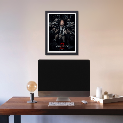 John Wick Movie Poster Frame Movies Art work Framed Posters Hollywood Film Canvas Painting Photo Frame for Wall Decor Home Decoration Living Room Bedroom Office Study Room Cafe Art