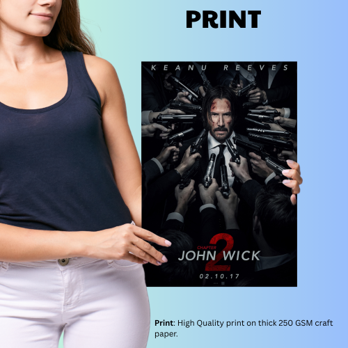 John Wick Movie Poster Frame Movies Art work Framed Posters Hollywood Film Canvas Painting Photo Frame for Wall Decor Home Decoration Living Room Bedroom Office Study Room Cafe Art