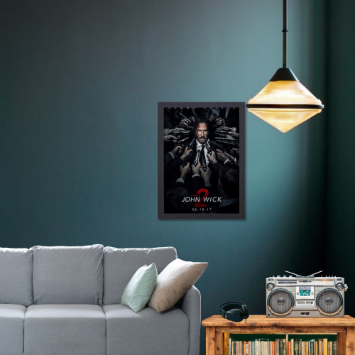 John Wick Movie Poster Frame Movies Art work Framed Posters Hollywood Film Canvas Painting Photo Frame for Wall Decor Home Decoration Living Room Bedroom Office Study Room Cafe Art