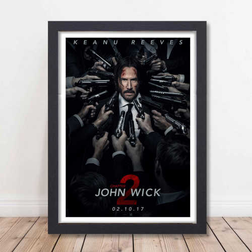 John Wick Movie Poster Frame Movies Art work Framed Posters Hollywood Film Canvas Painting Photo Frame for Wall Decor Home Decoration Living Room Bedroom Office Study Room Cafe Art