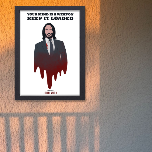 John Wick Movie Poster Frame Movies Art work Framed Posters Hollywood Film Canvas Painting Photo Frame for Wall Art Decor Home Decoration Living Room Bedroom Office Study Room Cafe Artwork