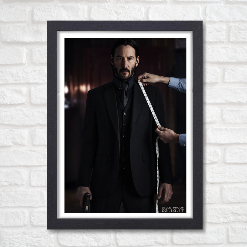John Wick 2 Movie Poster Frame Movies Art work Framed Posters Hollywood Film Canvas Painting Photo Frame for Wall Decor Home Living Room Bedroom Office Study Room Cafe Decoration