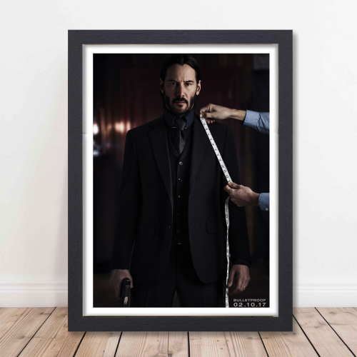 John Wick 2 Movie Poster Frame Movies Art work Framed Posters Hollywood Film Canvas Painting Photo Frame for Wall Decor Home Living Room Bedroom Office Study Room Cafe Decoration