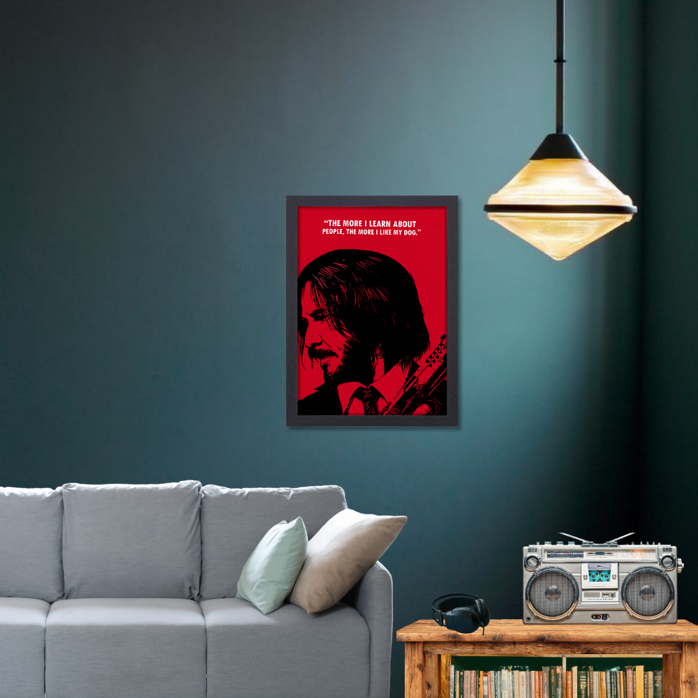 John Wick Movie Poster Frame Movies Art work Framed Posters Hollywood Film Canvas Painting Photo Frame for Wall Decor Home Decoration Living Room Bedroom Office Study Room Cafe