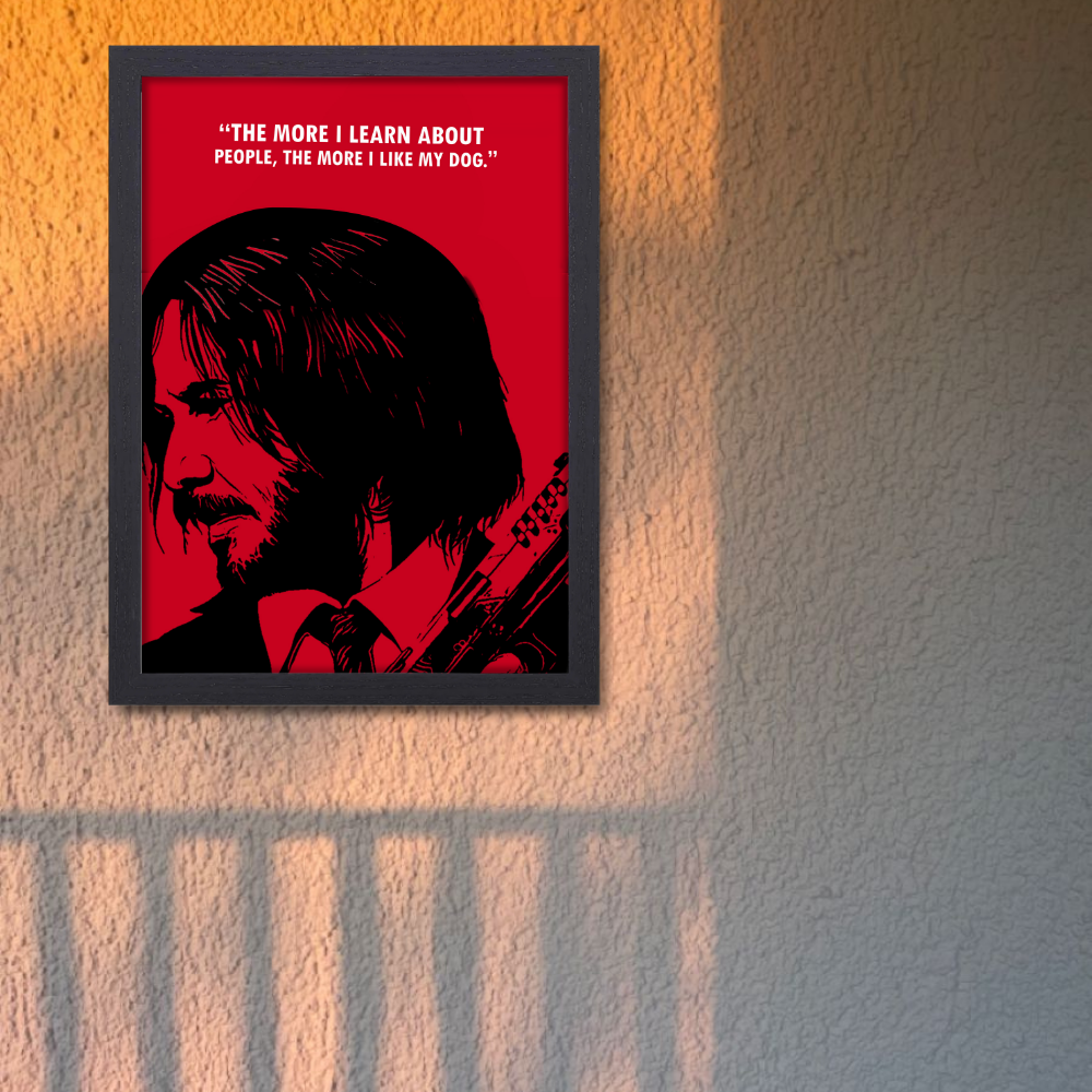 John Wick Movie Poster Frame Movies Art work Framed Posters Hollywood Film Canvas Painting Photo Frame for Wall Decor Home Decoration Living Room Bedroom Office Study Room Cafe