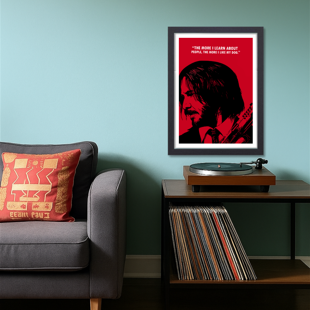 John Wick Movie Poster Frame Movies Art work Framed Posters Hollywood Film Canvas Painting Photo Frame for Wall Decor Home Decoration Living Room Bedroom Office Study Room Cafe