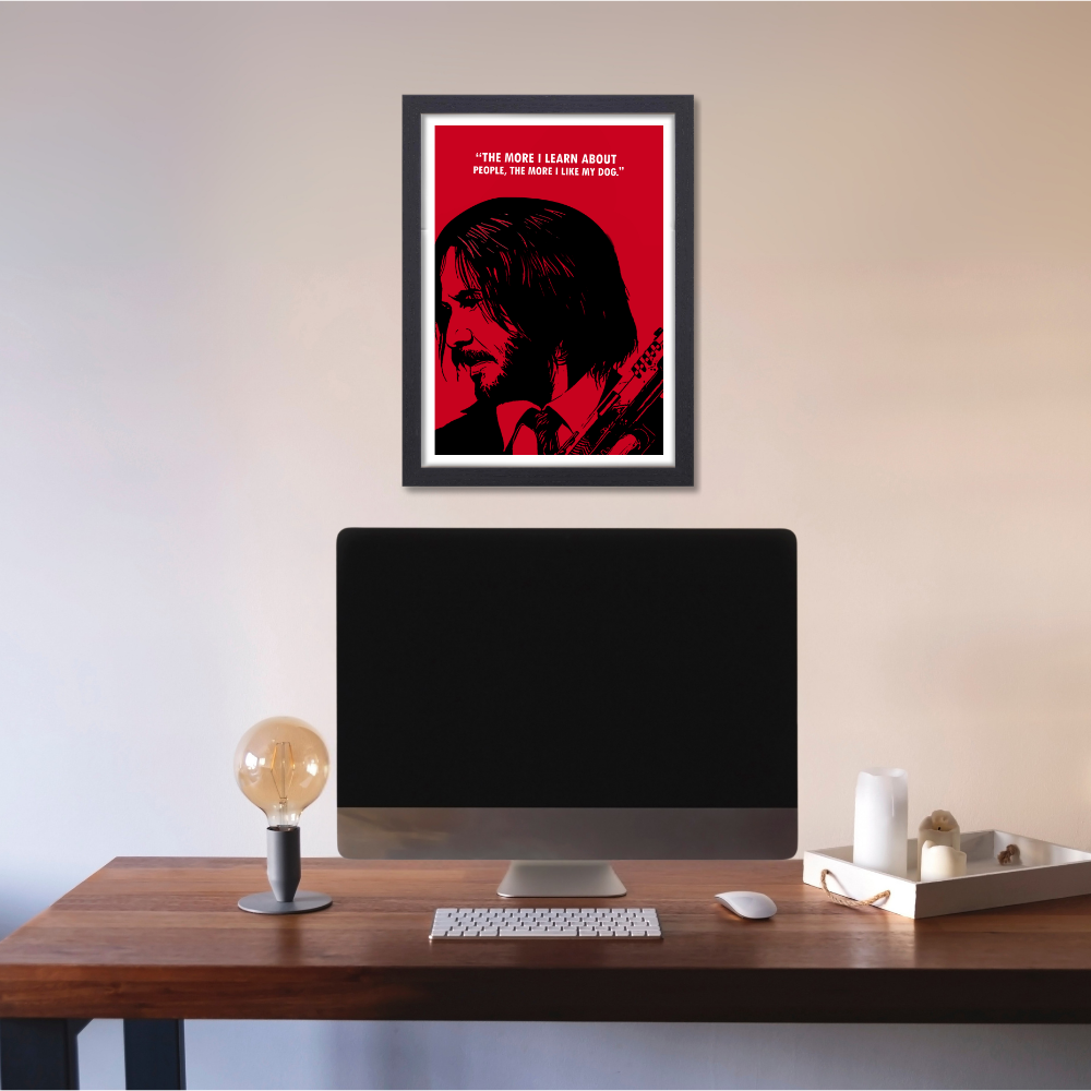 John Wick Movie Poster Frame Movies Art work Framed Posters Hollywood Film Canvas Painting Photo Frame for Wall Decor Home Decoration Living Room Bedroom Office Study Room Cafe
