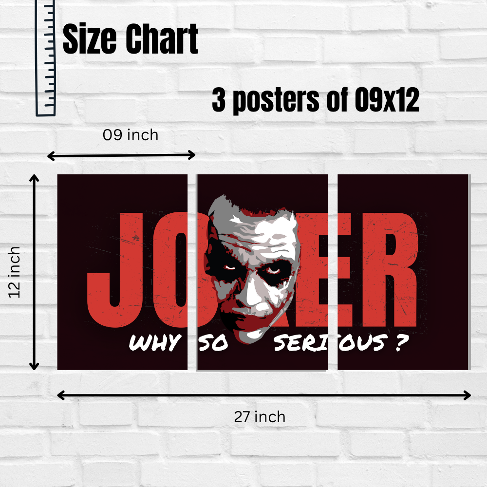 Joker 3 Split Poster – “Why So Serious?” Dark Knight Villain Wall Art Poster
