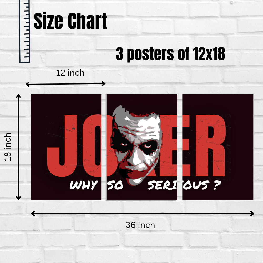 Joker 3 Split Poster – “Why So Serious?” Dark Knight Villain Wall Art Poster