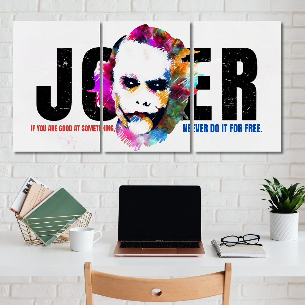 Joker 3-Piece Split Poster | Color Splash Artwork with Famous Quote