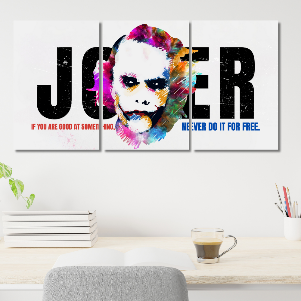 Joker 3-Piece Split Poster | Color Splash Artwork with Famous Quote