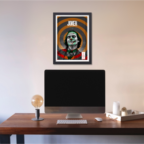 Joker Movie Poster Frame Hollywood Film Framed Posters Action Movies Artwork Canvas Painting Photo Frame for Wall Decor Home Art Decoration Living Room Bedroom Office Study Room Cafe