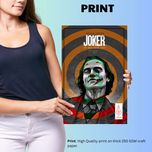 Joker Movie Poster Frame Hollywood Film Framed Posters Action Movies Artwork Canvas Painting Photo Frame for Wall Decor Home Art Decoration Living Room Bedroom Office Study Room Cafe