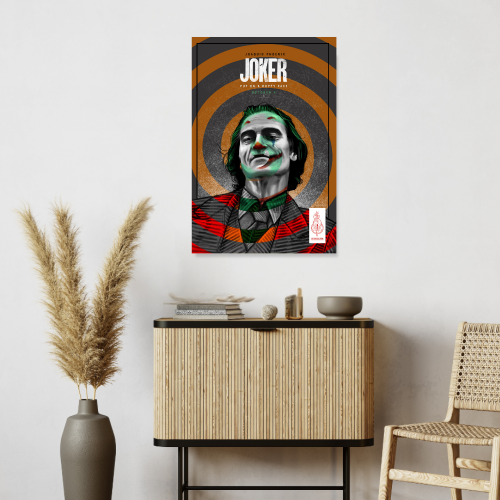 Joker Movie Poster Frame Hollywood Film Framed Posters Action Movies Artwork Canvas Painting Photo Frame for Wall Decor Home Art Decoration Living Room Bedroom Office Study Room Cafe