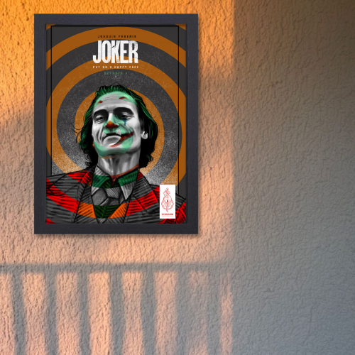 Joker Movie Poster Frame Hollywood Film Framed Posters Action Movies Artwork Canvas Painting Photo Frame for Wall Decor Home Art Decoration Living Room Bedroom Office Study Room Cafe