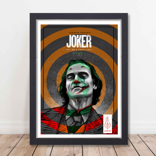 Joker Movie Poster Frame Hollywood Film Framed Posters Action Movies Artwork Canvas Painting Photo Frame for Wall Decor Home Art Decoration Living Room Bedroom Office Study Room Cafe