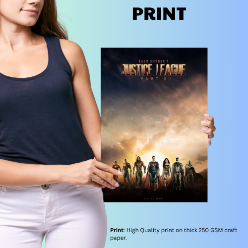 Justice League Movie Poster Frame Action Fantasy Film Artwork Framed Posters Hollywood Movies Canvas Painting Photo Frames for Wall Decor Home Decoration Living Room Bedroom Office Study Room Cafe