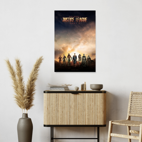 Justice League Movie Poster Frame Action Fantasy Film Artwork Framed Posters Hollywood Movies Canvas Painting Photo Frames for Wall Decor Home Decoration Living Room Bedroom Office Study Room Cafe
