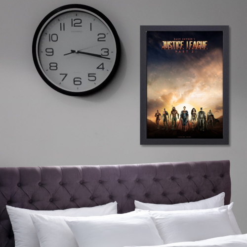 Justice League Movie Poster Frame Action Fantasy Film Artwork Framed Posters Hollywood Movies Canvas Painting Photo Frames for Wall Decor Home Decoration Living Room Bedroom Office Study Room Cafe