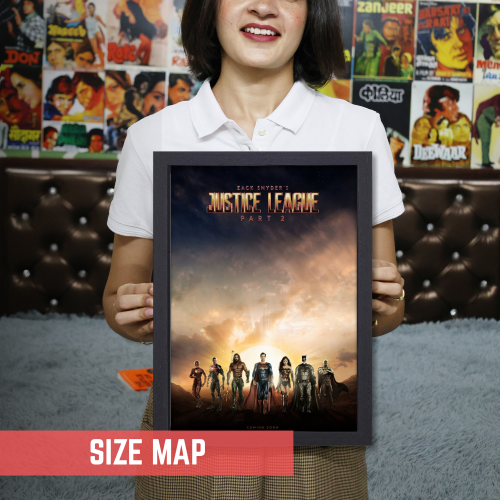 Justice League Movie Poster Frame Action Fantasy Film Artwork Framed Posters Hollywood Movies Canvas Painting Photo Frames for Wall Decor Home Decoration Living Room Bedroom Office Study Room Cafe