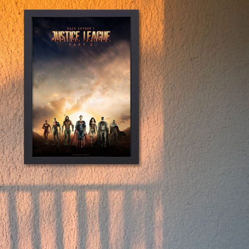 Justice League Movie Poster Frame Action Fantasy Film Artwork Framed Posters Hollywood Movies Canvas Painting Photo Frames for Wall Decor Home Decoration Living Room Bedroom Office Study Room Cafe