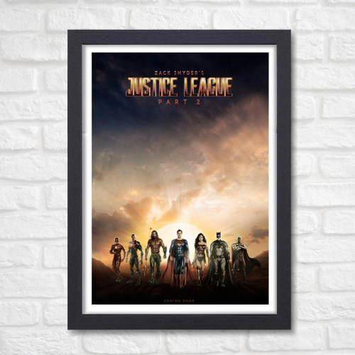 Justice League Movie Poster Frame Action Fantasy Film Artwork Framed Posters Hollywood Movies Canvas Painting Photo Frames for Wall Decor Home Decoration Living Room Bedroom Office Study Room Cafe