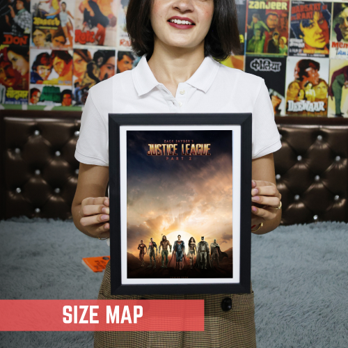Justice League Movie Poster Frame Action Fantasy Film Artwork Framed Posters Hollywood Movies Canvas Painting Photo Frames for Wall Decor Home Decoration Living Room Bedroom Office Study Room Cafe