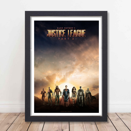 Justice League Movie Poster Frame Action Fantasy Film Artwork Framed Posters Hollywood Movies Canvas Painting Photo Frames for Wall Decor Home Decoration Living Room Bedroom Office Study Room Cafe