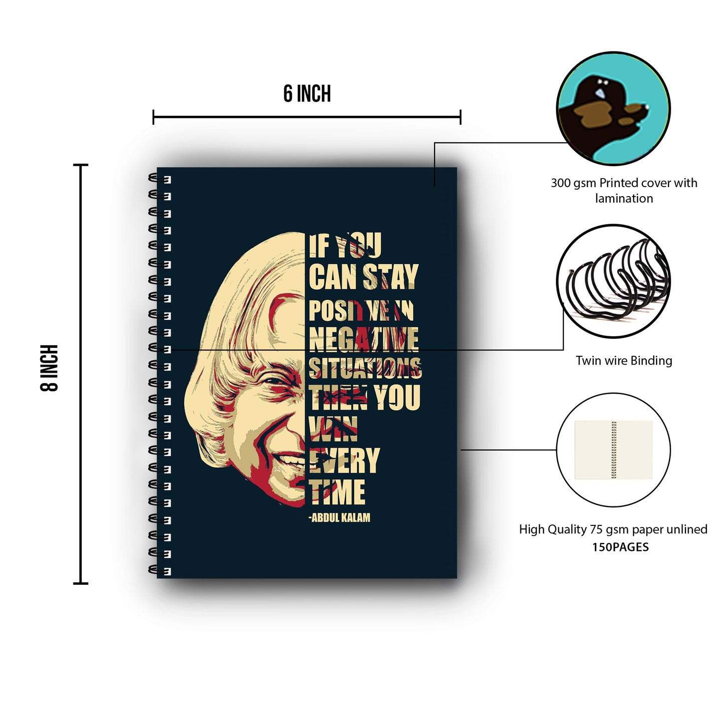 Abdul Kalam Quote Printed Notebook