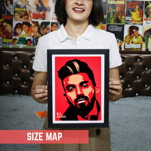 Cricketer KL Rahul Poster Frame 10x13 Inch – Inspirational Cricket Player Wall Art, Motivational Framed Poster for Kids Bedroom, Living Room, Office & Sports Lovers – Team India Star Batsman Photo Frame Decor Gift for Men