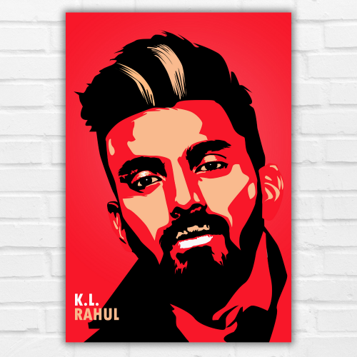 Cricketer KL Rahul Poster Frame 10x13 Inch – Inspirational Cricket Player Wall Art, Motivational Framed Poster for Kids Bedroom, Living Room, Office & Sports Lovers – Team India Star Batsman Photo Frame Decor Gift for Men