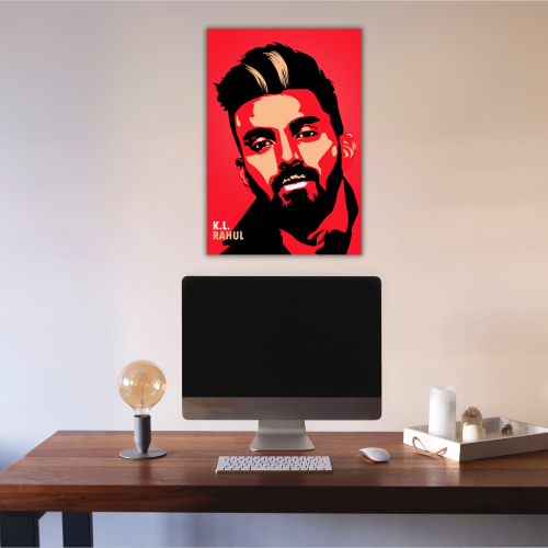 Cricketer KL Rahul Poster Frame 10x13 Inch – Inspirational Cricket Player Wall Art, Motivational Framed Poster for Kids Bedroom, Living Room, Office & Sports Lovers – Team India Star Batsman Photo Frame Decor Gift for Men