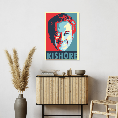 Kishor Kumar Indian Playback Singer and Musician Blue & yellow Color Television Actor Music Artist Pop Culture Motivational Quote Matte Finish Beautiful Wall Decor Music Artist Pop Art Framed Poster, Kishor Kumar Classic Singer, Actor Artwork Bollywood Poster Frame Canvas Painting Musicians Framed Posters Music Songs Photo Frames for Wall Decor Livingroom Bedroom Dining Hall Kitchen Restraunt Restro Cafe & Office Walls Decoration, kishor kumar poster, kishor kumar poster pic, kishor kumar poster portrait
