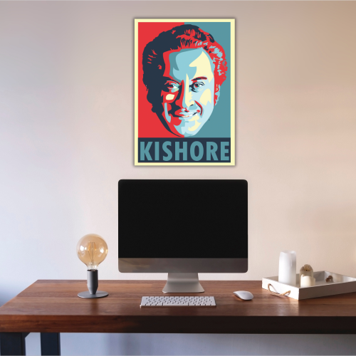Kishor Kumar Indian Playback Singer and Musician Blue & yellow Color Television Actor Music Artist Pop Culture Motivational Quote Matte Finish Beautiful Wall Decor Music Artist Pop Art Framed Poster, Kishor Kumar Classic Singer, Actor Artwork Bollywood Poster Frame Canvas Painting Musicians Framed Posters Music Songs Photo Frames for Wall Decor Livingroom Bedroom Dining Hall Kitchen Restraunt Restro Cafe & Office Walls Decoration, kishor kumar poster, kishor kumar poster pic, kishor kumar poster portrait