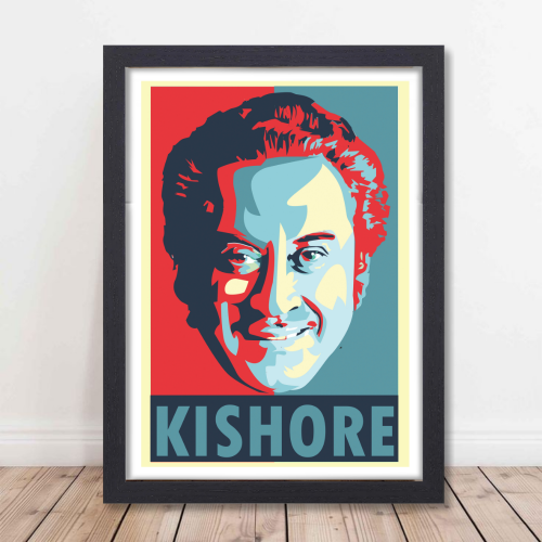 Kishor Kumar Indian Playback Singer and Musician Blue & yellow Color Television Actor Music Artist Pop Culture Motivational Quote Matte Finish Beautiful Wall Decor Music Artist Pop Art Framed Poster, Kishor Kumar Classic Singer, Actor Artwork Bollywood Poster Frame Canvas Painting Musicians Framed Posters Music Songs Photo Frames for Wall Decor Livingroom Bedroom Dining Hall Kitchen Restraunt Restro Cafe & Office Walls Decoration, kishor kumar poster, kishor kumar poster pic, kishor kumar poster portrait