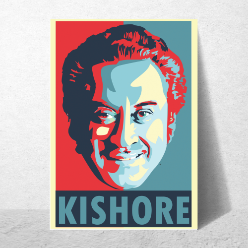Kishor Kumar Indian Playback Singer and Musician Blue & yellow Color Television Actor Music Artist Pop Culture Motivational Quote Matte Finish Beautiful Wall Decor Music Artist Pop Art Framed Poster, Kishor Kumar Classic Singer, Actor Artwork Bollywood Poster Frame Canvas Painting Musicians Framed Posters Music Songs Photo Frames for Wall Decor Livingroom Bedroom Dining Hall Kitchen Restraunt Restro Cafe & Office Walls Decoration, kishor kumar poster, kishor kumar poster pic, kishor kumar poster portrait